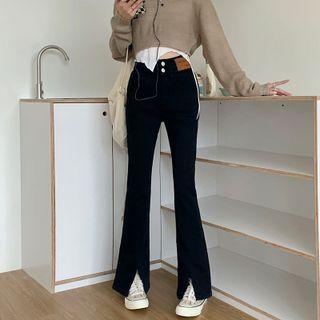 High-waist Slit Flare Jeans