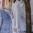 Long-sleeve Chiffon A-line Midi Dress