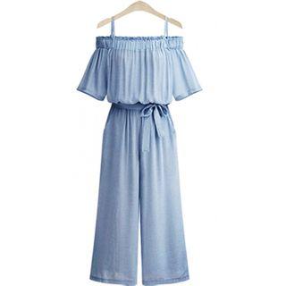 Elbow-sleeve Wide-leg Jumpsuit