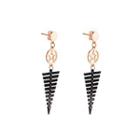 Fashion Temperament Plated Rose Gold Star Openwork Triangle 316l Stainless Steel Earrings Rose Gold - One Size