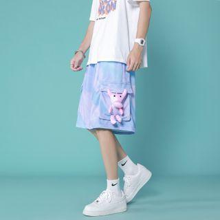 Cow Plush Wide Leg Cargo Shorts