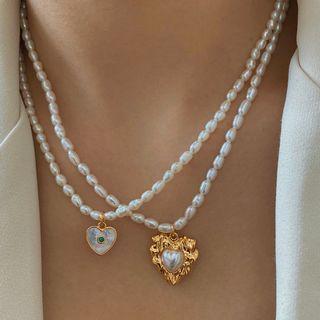 Heart Pearl Pendant Necklace