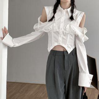 Cold-shoulder Ruffled Shirt