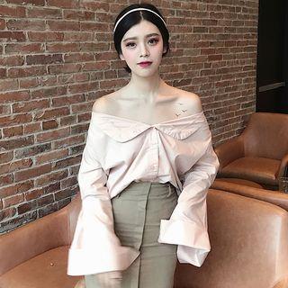 Off Shoulder Bell Sleeve Blouse
