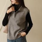 Collared V-neck Sweater Vest