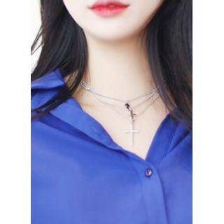 Cross-pendent Layered Necklace