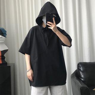 Elbow-sleeve Half Zip Hoodie