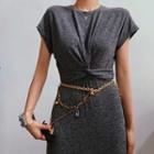 Cap-sleeve Twist-front Sheath Dress