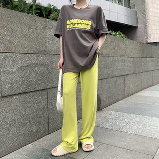Elbow-sleeve Lettering T-shirt / Pants
