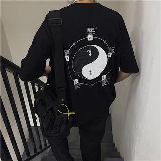 Couple Matching Elbow-sleeve Yin Yang Print T-shirt