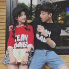 Couple Matching Elbow-sleeve Mock Two-piece T-shirt
