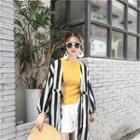 Striped Puff Sleeve Light Jacket
