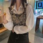 Plain Shirt / Floral Print Camisole Top