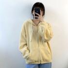Long-sleeve Plain Zip Jacket Yellow - One Size