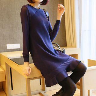 Ruffle Hem Long Sleeve Knit Dress