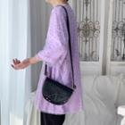 Elbow-sleeve Mock Two-piece Heart Print T-shirt