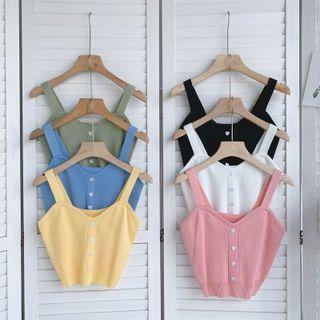 Plain Cropped Knit Suspender Top