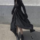 Long-sleeve Button-up A-line Dress