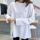 Long-sleeve Smiley Face Applique T-shirt