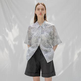 Elbow-sleeve Paisley Shirt