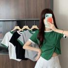 Short-sleeve Asymmetric Knotted Cropped T-shirt