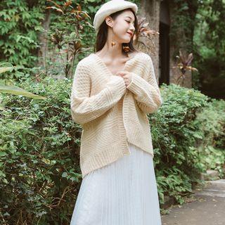Long Sleeve Plain Open Front Jacket As Shown In Figure - One Size