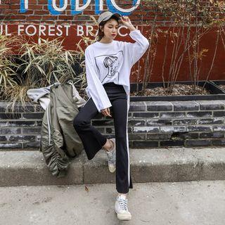 Contrast-trim Boot-cut Leggings
