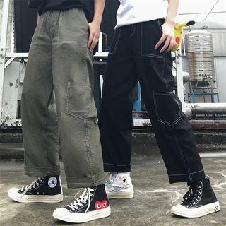 Stitched Side-pocket Wide-leg Pants