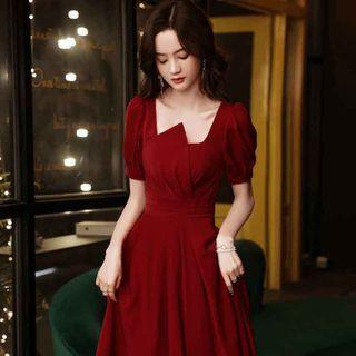 Square Neck A-line Cocktail Dress