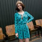 Long-sleeve Printed A-line Dress