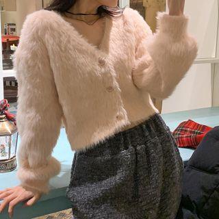 Crop Eco-fur Cardigan