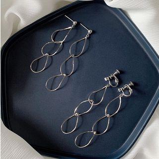 925 Sterling Silver Perforated Dangle Earring / Clip-on Earring