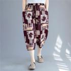 Printed Cropped Harem Pants As Shown In Figure - One Size