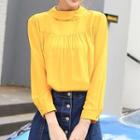 Slim-fit Stand-collar Blouse