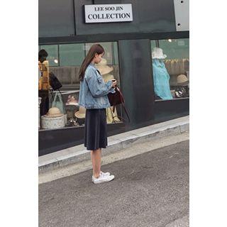 Short-sleeve Flared A-line Knit Dress
