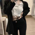 Lettering Cropped T-shirt / High-waist Pants