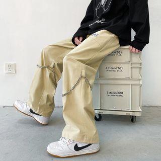 Chain Detail Wide Leg Pants