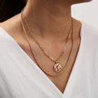 Alloy World Pendant Layered Necklace 9520 - Gold - One Size