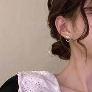 Christmas Deer Faux Pearl Hoop Earring 1 Pair - Gold - One Size