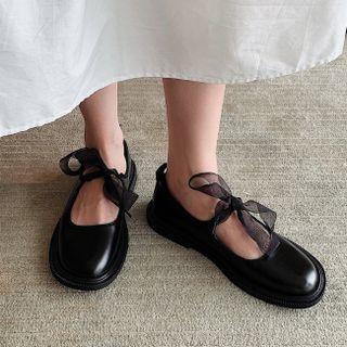 Mesh Bow Mary Jane Shoes