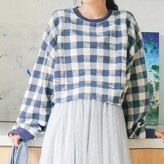 Plaid Cropped Pullover