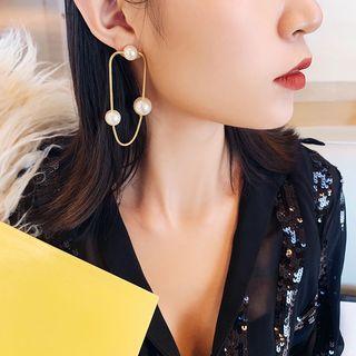 Faux Pearl Loop Dangle Earring