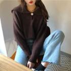 Plain Lapel Loose-fit Sweater
