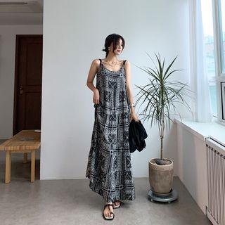 Spaghetti-strap Paisley Tiered Maxi Dress