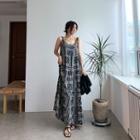 Spaghetti-strap Paisley Tiered Maxi Dress
