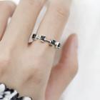 925 Sterling Silver Stone Cube Open Ring