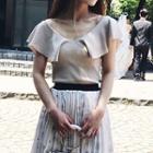 Flounced Knitted Short-sleeve T-shirt