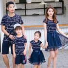 Family Mesh Panel Short-sleeve Dress
