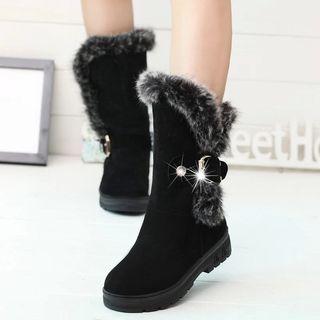 Fluffy Platform Mid-calf Boots