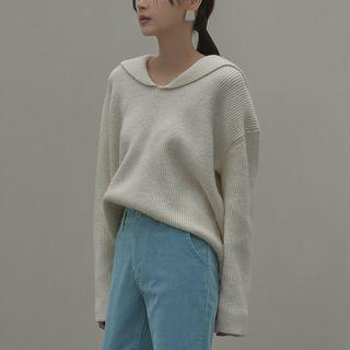 Sailor-collar Loose-fit Knit Top